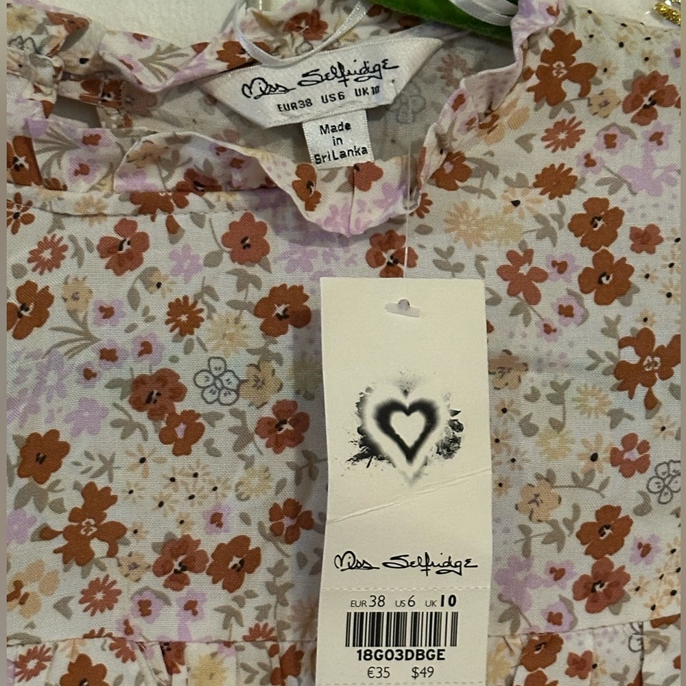 Miss Selfridge Floral Midi Dress - White and Pink - Picture 3 of 9